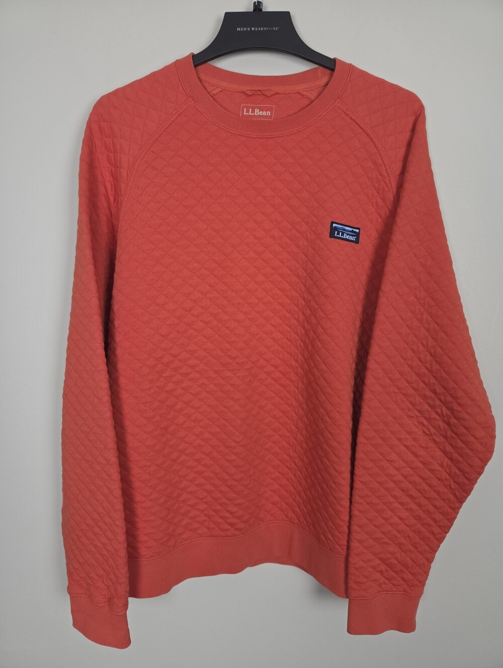 L.L. Bean Quilted Crewneck Sweatshirt Men's XL Traditional Fit Red Pullover